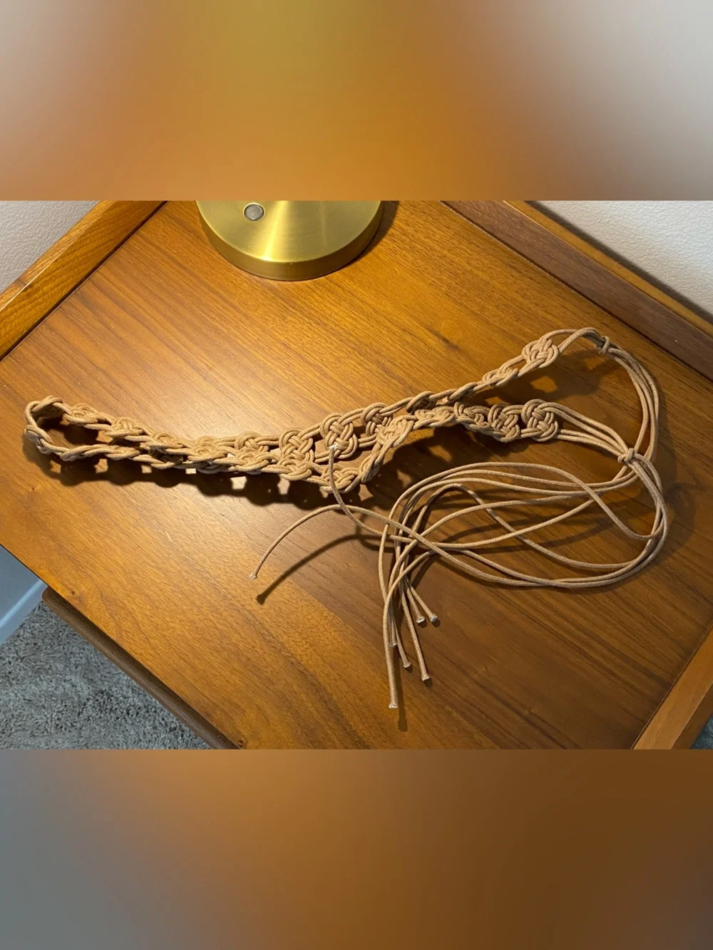 Zara Braided Macramé Waist Belt in Tan